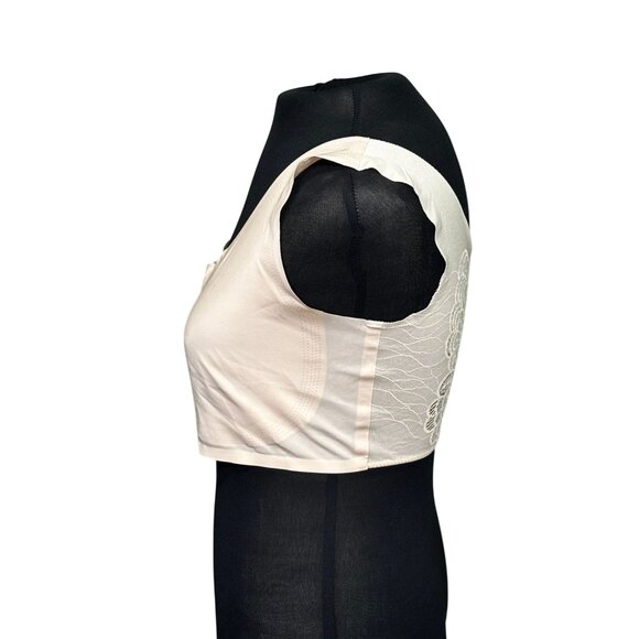 Women’s Seamless Lace Back Beige Crop Tank Top 2XL Stretchy Butterfly Pattern - Picture 3 of 6